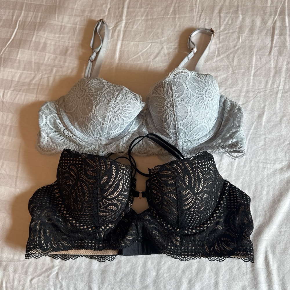 Aerie Lace Underwire Bra Duo - Black and Light Blue